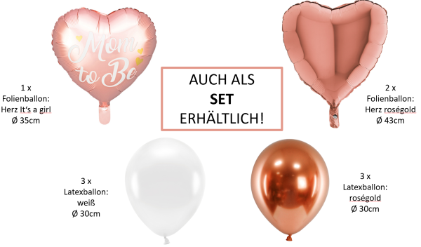 Folienballon Herz - Mom to be, rosa - ø 35cm
